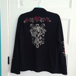 Johnny Was joy love light floral embroidered jacket size small see details Zippe
